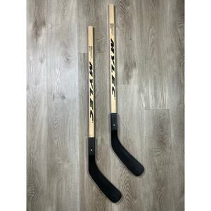 Mylec Wooden Street Hockey‎ Stick Lot of 2 – Black Blade, Made in USA
